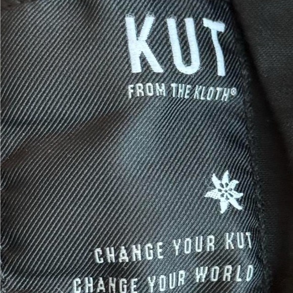 Faux Leather Navy Blackish Cropped Biker Jacket by KUT from the Kloth - Picture 8 of 8